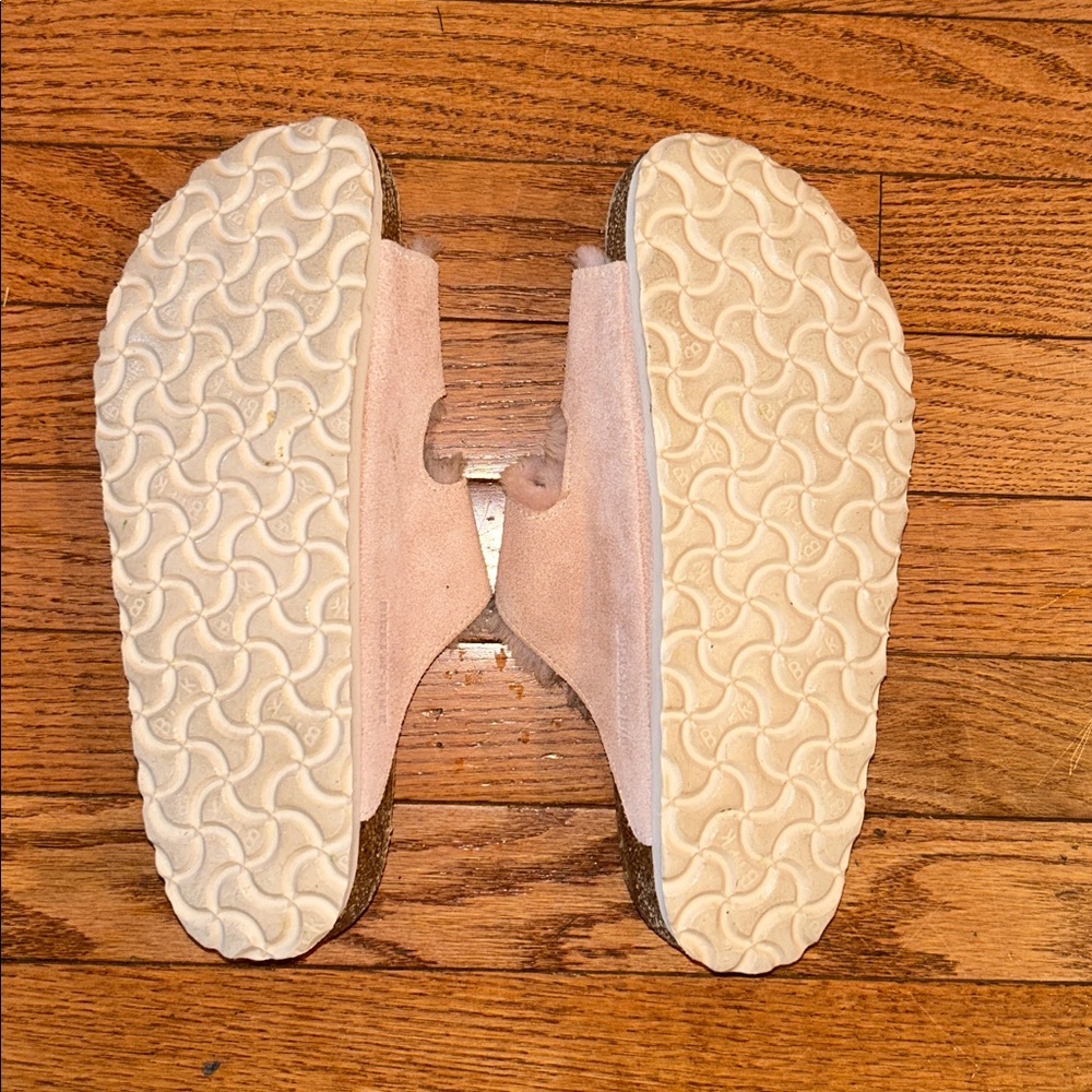 Birkenstock Womens Arizona Shearling Suede Sandals Light Rose EU40 US 9.5 Buckle - Picture 9 of 9